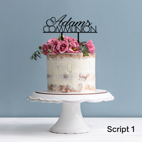 Topper Script Name Block Communion With Cross Option