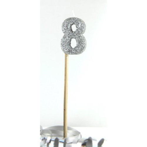 Stick Candle Glitter Silver #8