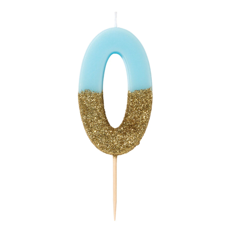 Dipped Number Candle Blue #0 *Clearance*