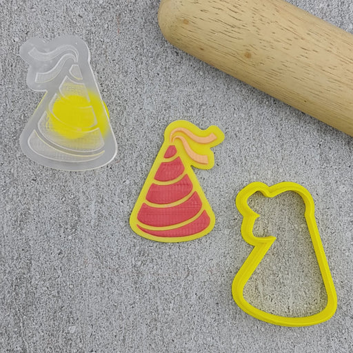 Stamp Debosser With Cutter Party Hat Mini