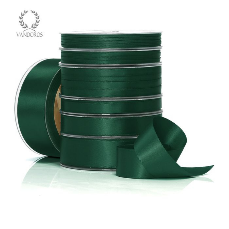 RIBBON POLY SATIN HUNTER GREEN ROLL 6MM