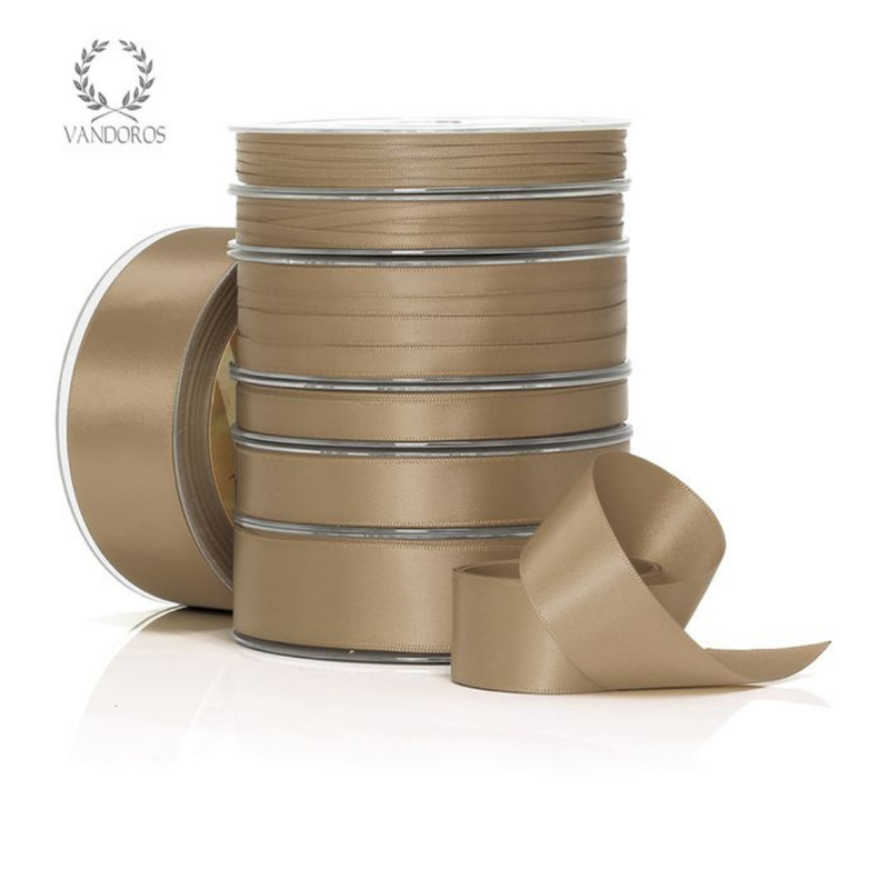 RIBBON POLY SATIN MOCHA ROLL 6MM