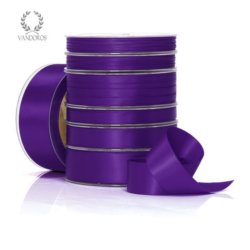 RIBBON POLY SATIN PURPLE ROLL 25MM