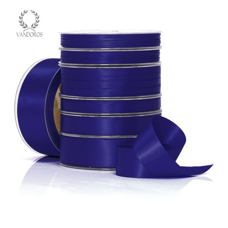 RIBBON POLY SATIN ROYAL BLUE ROLL 25MM