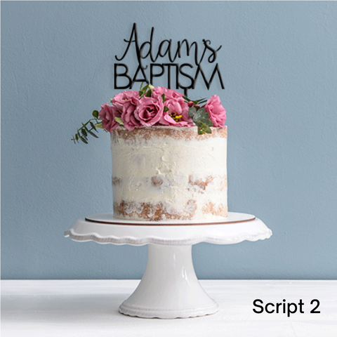 Topper Script Name Block Baptism With Cross Option