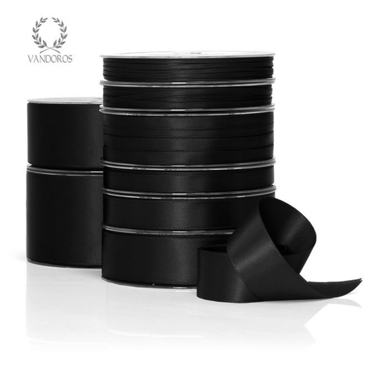 RIBBON POLY SATIN BLACK ROLL 6MM