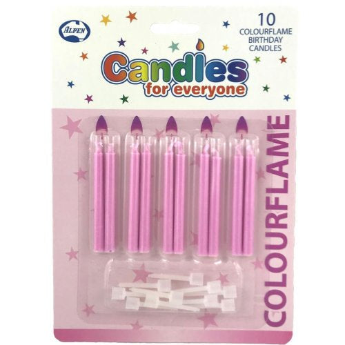 Candle Colour Flame Pink 10pc