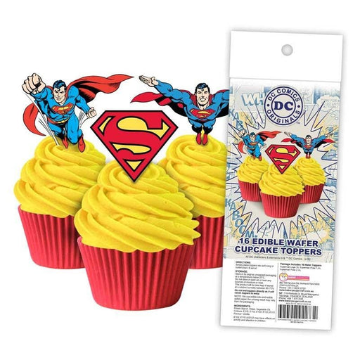 EDIBLE WAFER CUPCAKE TOPPERS 16PC SUPERMAN