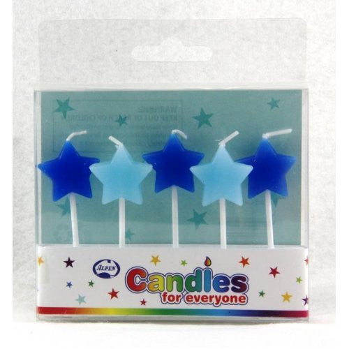 Candle Stars Blue 5pc