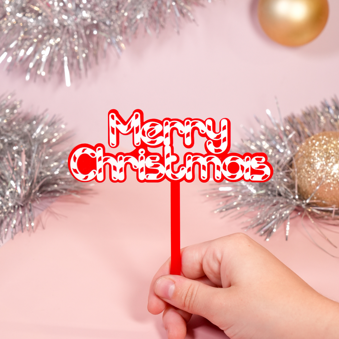 Topper Merry Christmas Candy Cane — Cakers Warehouse
