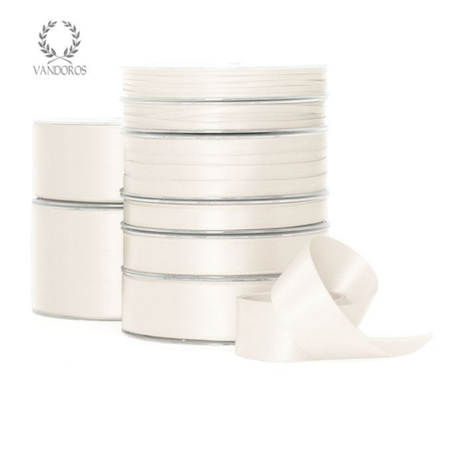 RIBBON POLY SATIN CANDLEWHITE ROLL 10MM