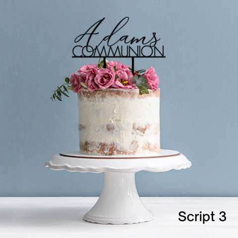 Topper Script Name Block Communion With Cross Option
