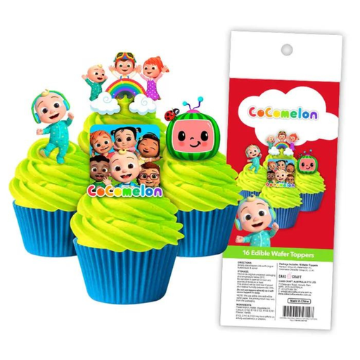 EDIBLE WAFER CUPCAKE TOPPERS 16PC COCOMELON