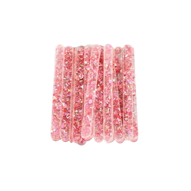 Acrylic Popsicle Sticks Glitter Pink 25pc