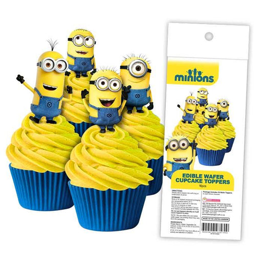 EDIBLE WAFER CUPCAKE TOPPERS 16PC MINIONS