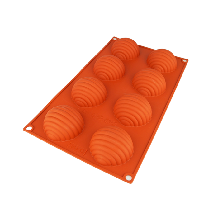 Silicone Mould Grooved Hemisphere 8 Hole