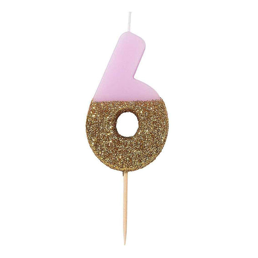 Dipped Number Candle Pink #6
