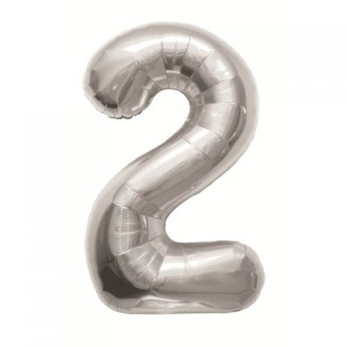 NUMBER BALLOON SILVER 34" #2 *CLEARANCE*