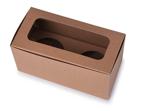 Cupcake Box Kraft 2 Hole *Clearance*
