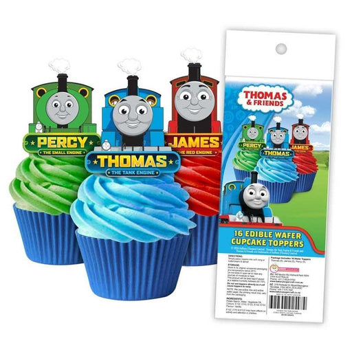 EDIBLE WAFER CUPCAKE TOPPERS 16PC THOMAS THE TANK