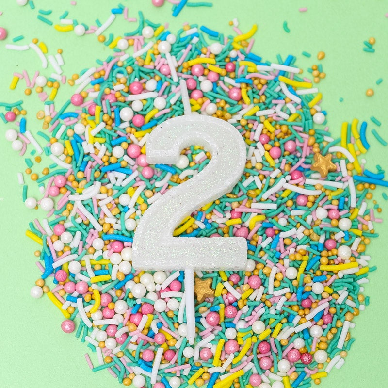 Mini Glitter Candle White 2