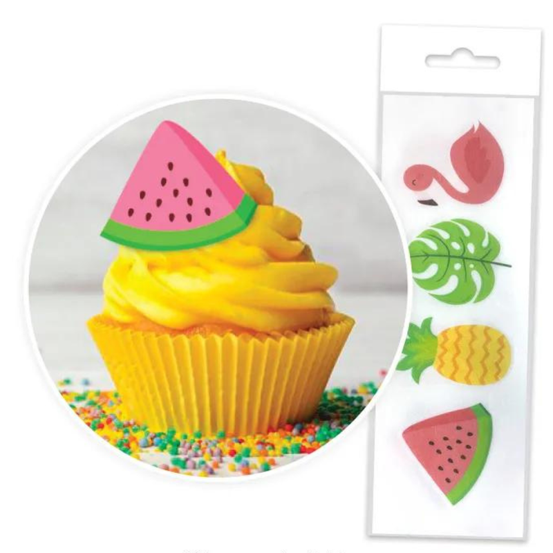 Edible Wafer Cupcake Toppers 16pc Tropical