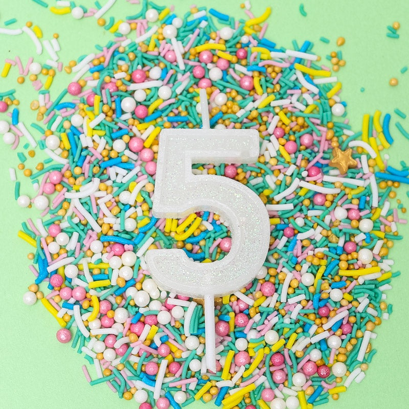 Mini Glitter Candle White 5