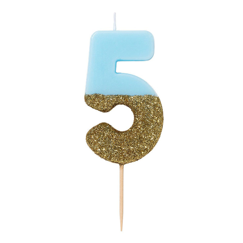 Dipped Number Candle Blue #5 *Clearance*