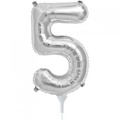 Number Balloon Silver 16in #5 *Clearance*