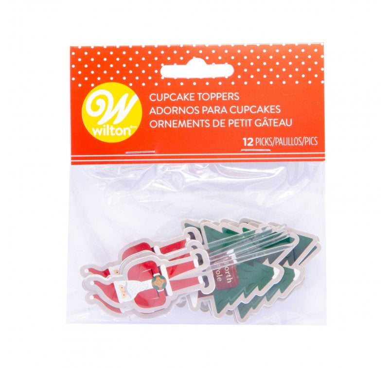 Cupcake Toppers Santa & Tree 12PC