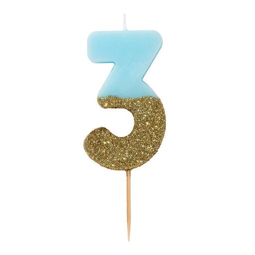 Dipped Number Candle Blue #3
