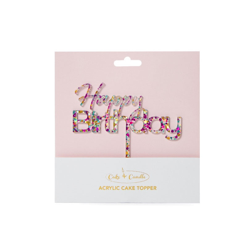 Cake Topper Rainbow Glitter Happy Birthday 1