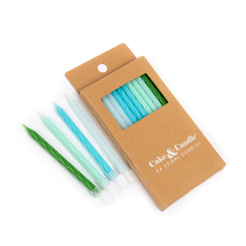 Candles Spiral Blue/Green 24pc