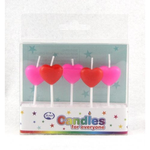 Candle Hearts Red & Pink 5pc