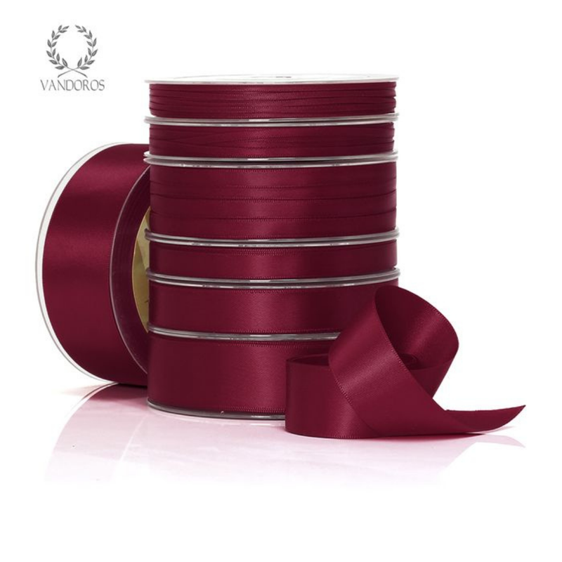 Ribbon Poly Satin Burgundy Roll 3mm