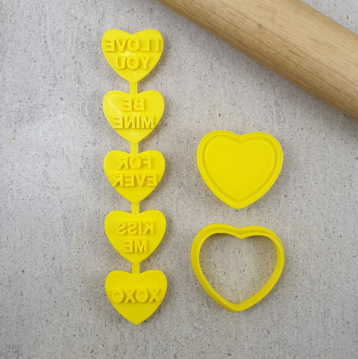 STAMP EMBOSSER WITH CUTTER CANDY HEART I LOVE YOU SET