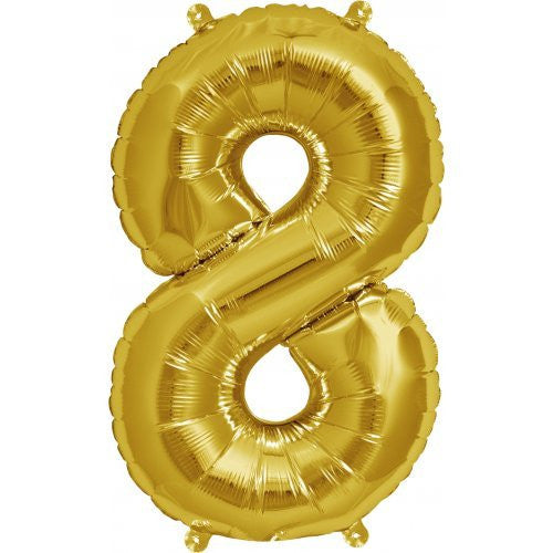 Number Balloon Gold 16in #8 *Clearance*
