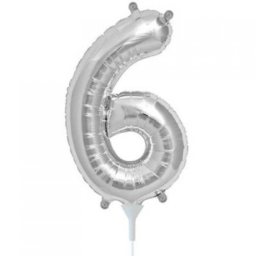 Number Balloon Silver 16in #6 *Clearance*