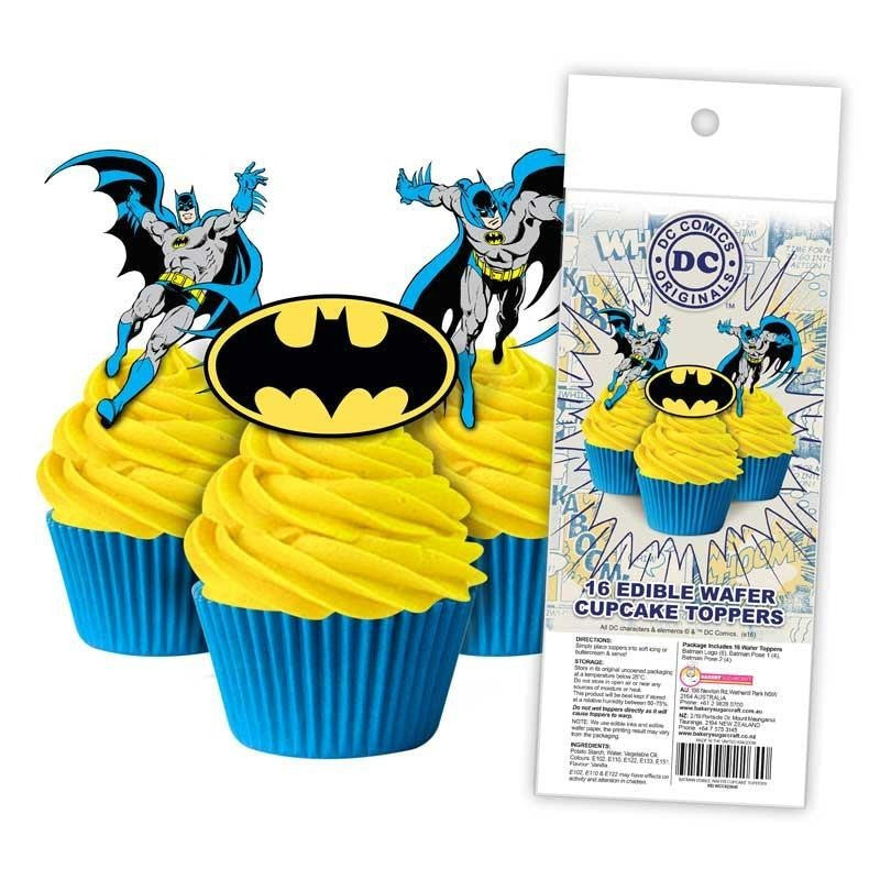 Edible Wafer Cupcake Toppers 16pc Batman