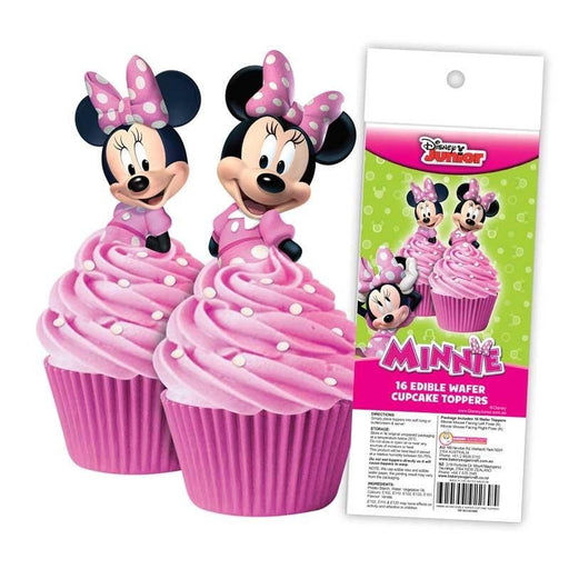 EDIBLE WAFER CUPCAKE TOPPERS 16PC MINNIE MOUSE