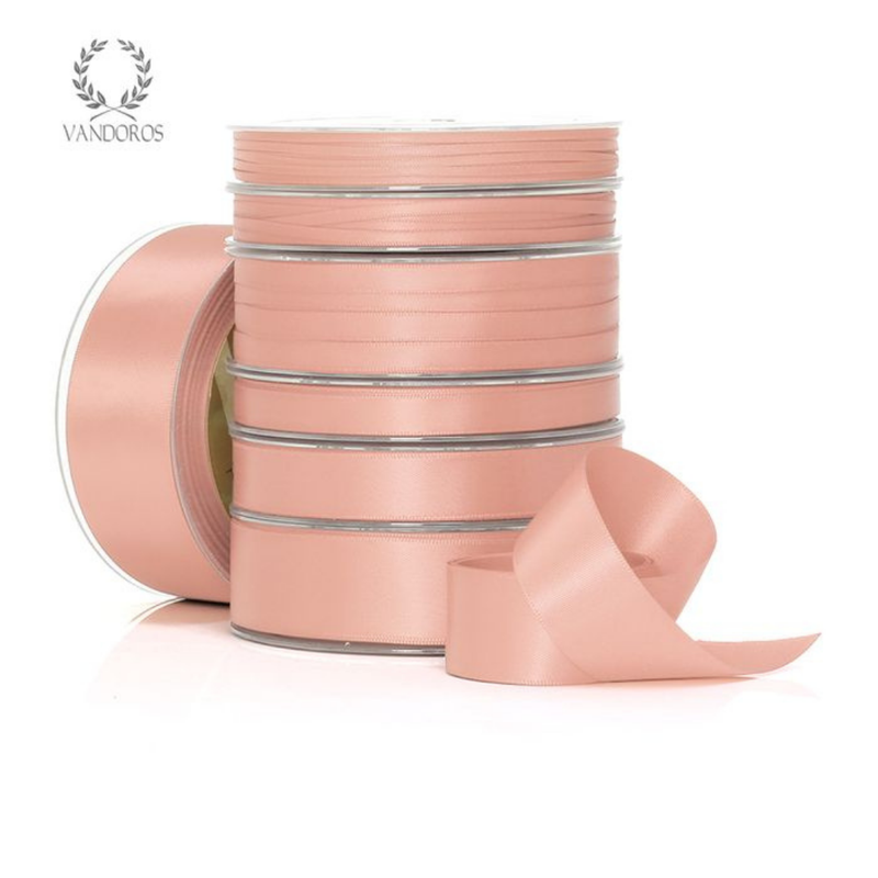 Ribbon Poly Satin Dusty Pink Roll 15mm