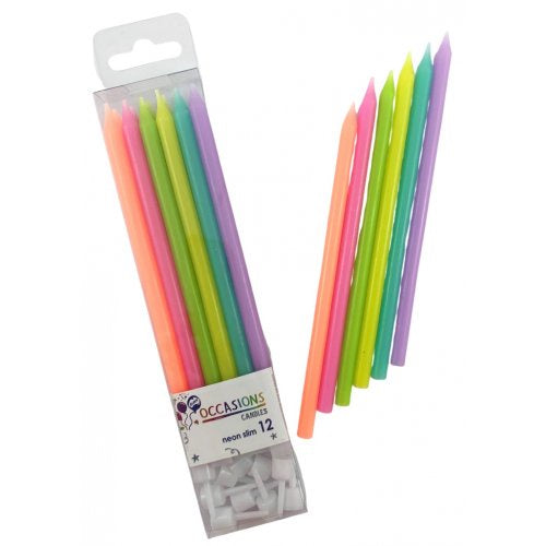 Candle Neon Bright Slims 12pc