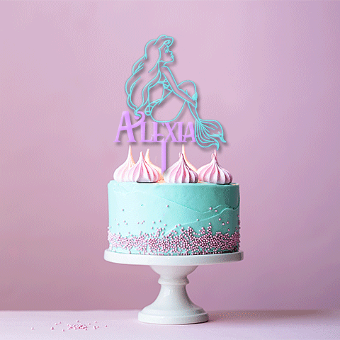 Topper Name With Mermaid Double Layer