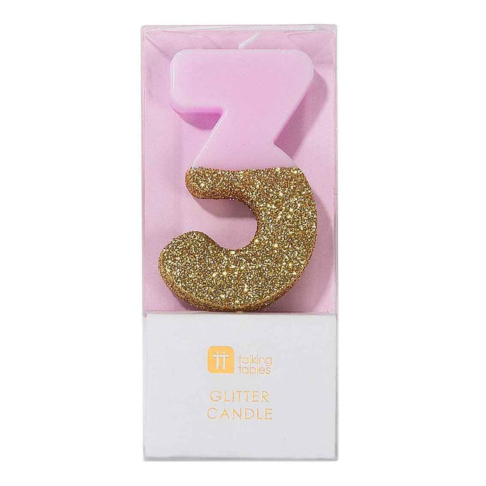 Dipped Number Candle Pink #3