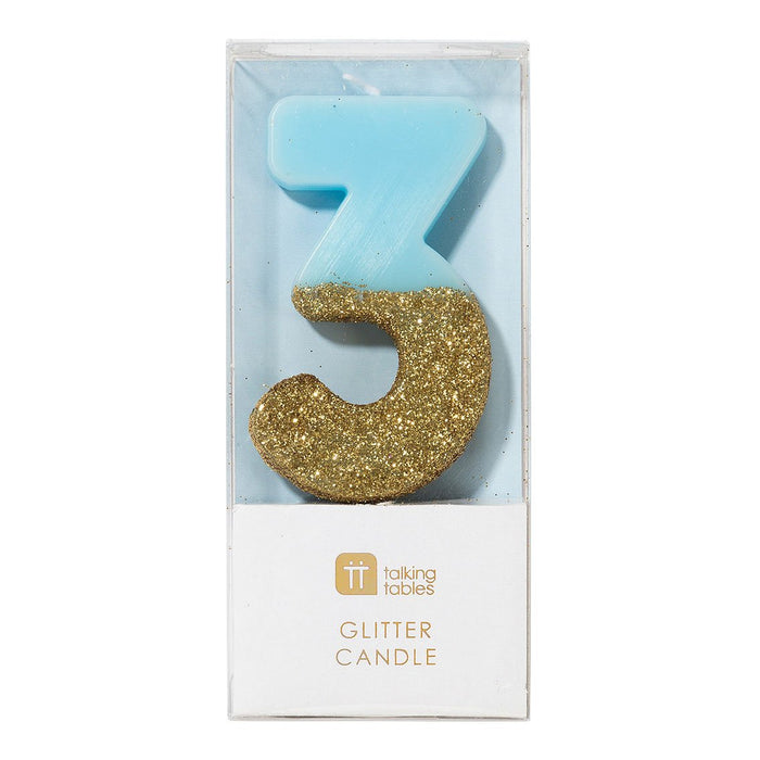 Dipped Number Candle Blue #3