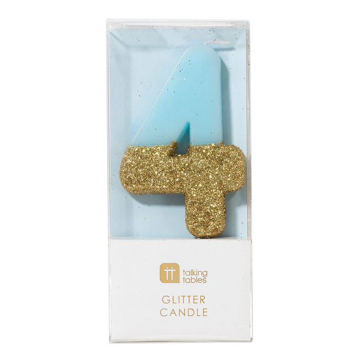 Dipped Number Candle Blue #4