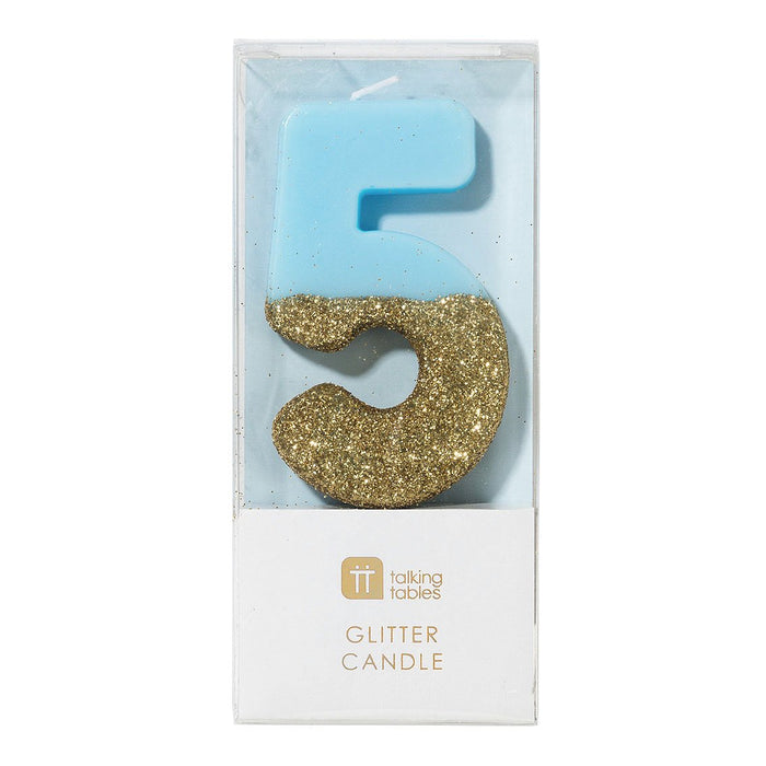 Dipped Number Candle Blue #5