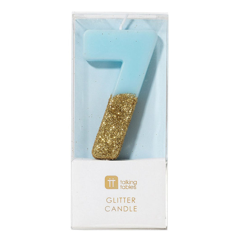 Dipped Number Candle Blue #7 *Clearance*