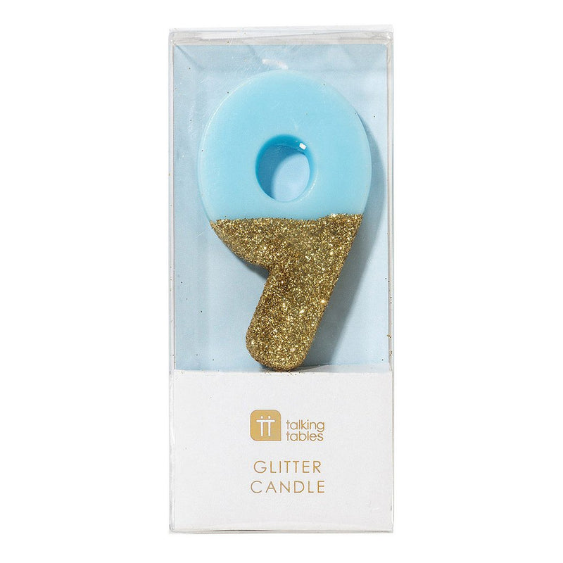 Dipped Number Candle Blue #9 *Clearance*
