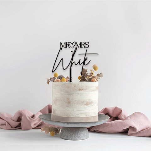 Topper Block Mr Heart Mrs Handwritten Name